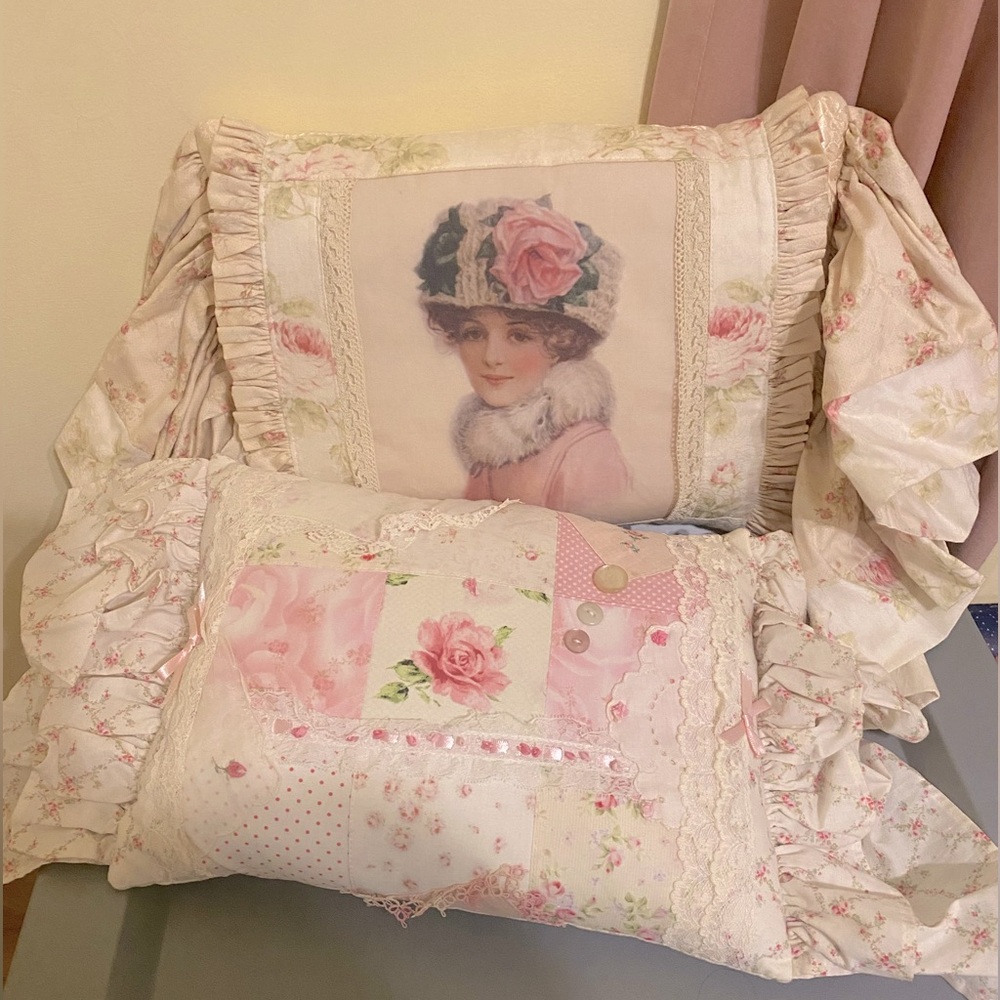 Vintage handmade coquette pillows